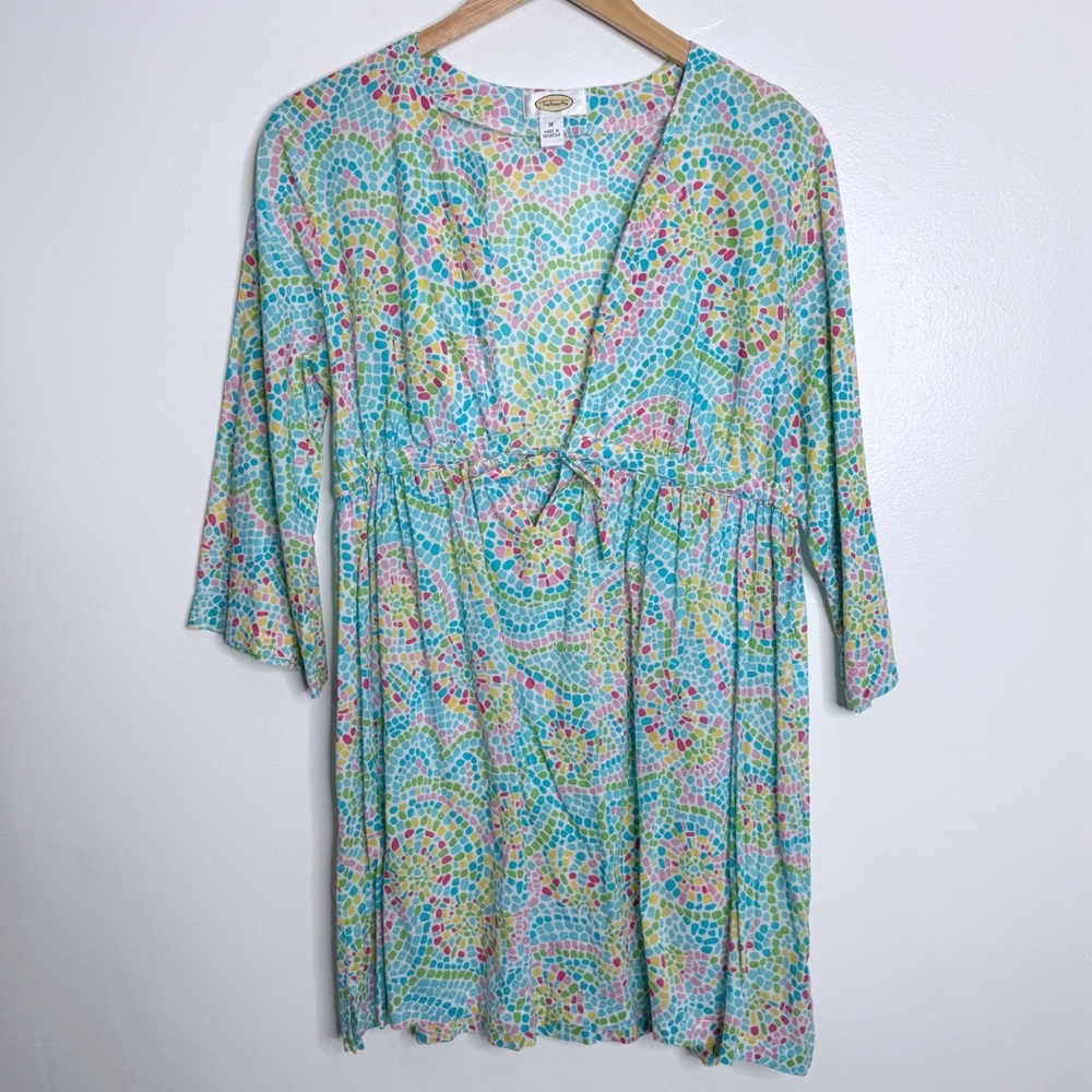Talbots Vintage Cotton Swimsuit Cover Up Multicolor Drawstring Waist Size Medium
